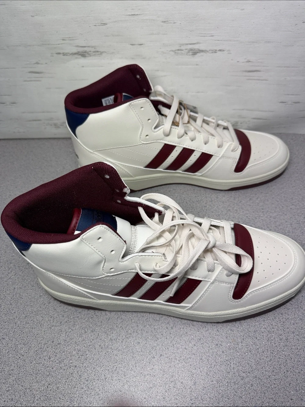 adidas High-Top Sneakers in White and Burgundy